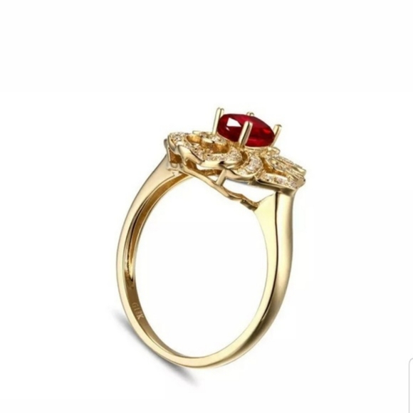 Gold Filled Ruby Solitaire Antiqued Ring - Picture 8 of 8